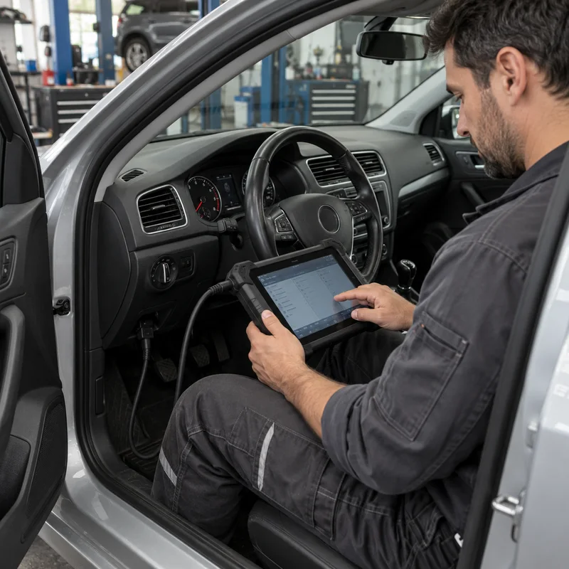 Exemplo ilustrativo de diagnóstico automóvel com equipamento eletrónico